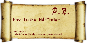 Pavlicsko Nándor névjegykártya